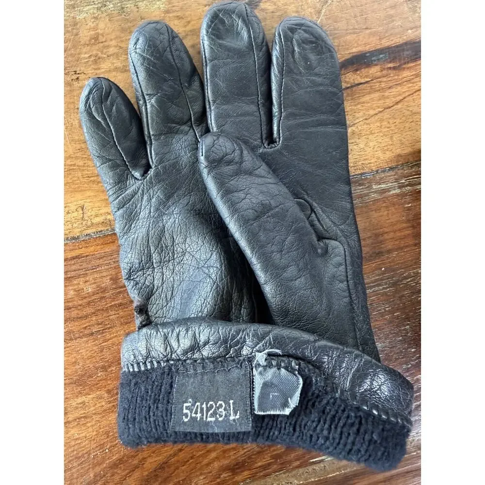 Wilsons Leather Women’s Black Genuine Leather Gloves Size L Lined Winter VTG